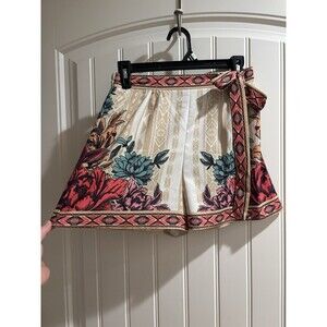 Almost Pink Women’s Medium Floral Bohemian Shorts W/tie